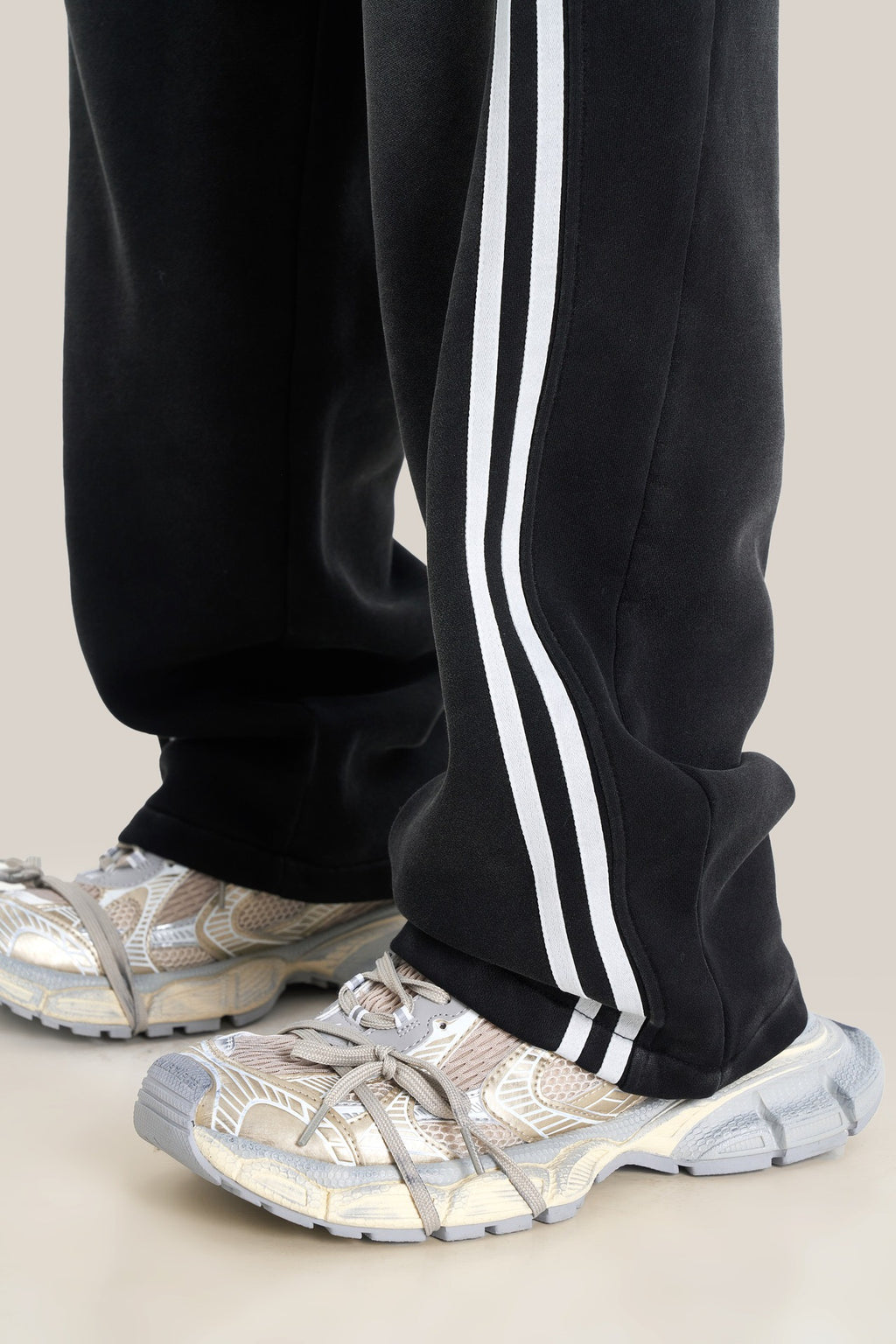 European and American High Street Spray Maliu Color Contrast Ribbon  oversize Sweatpants 108