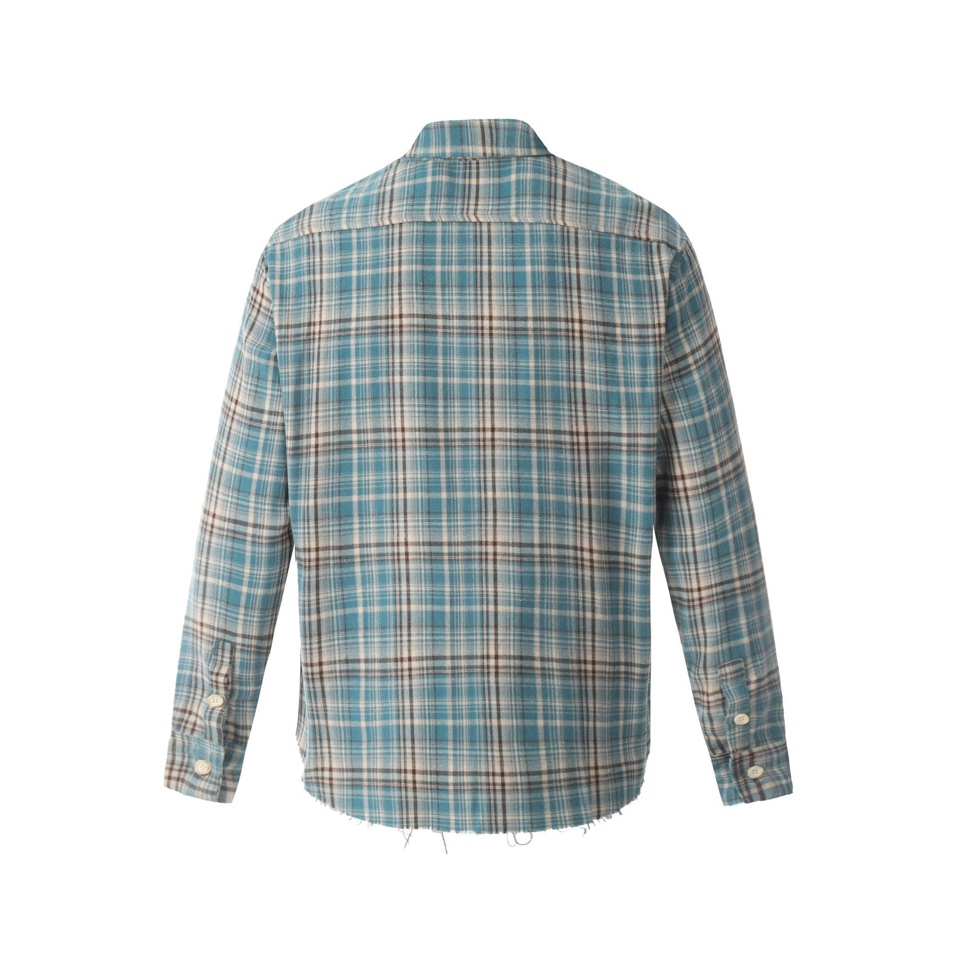 European and American High Street Vintage Craft Plaid Round Edge Design Plaid Cardigan Long Sleeve Shirt