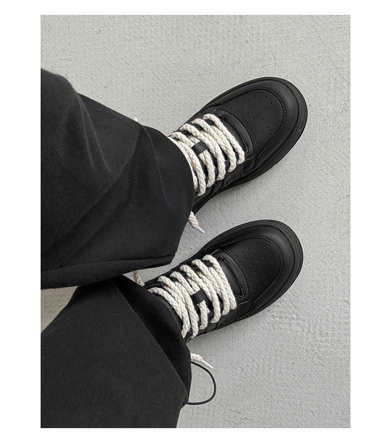 Versatile Thick-Soled White Casual Shoes for Men