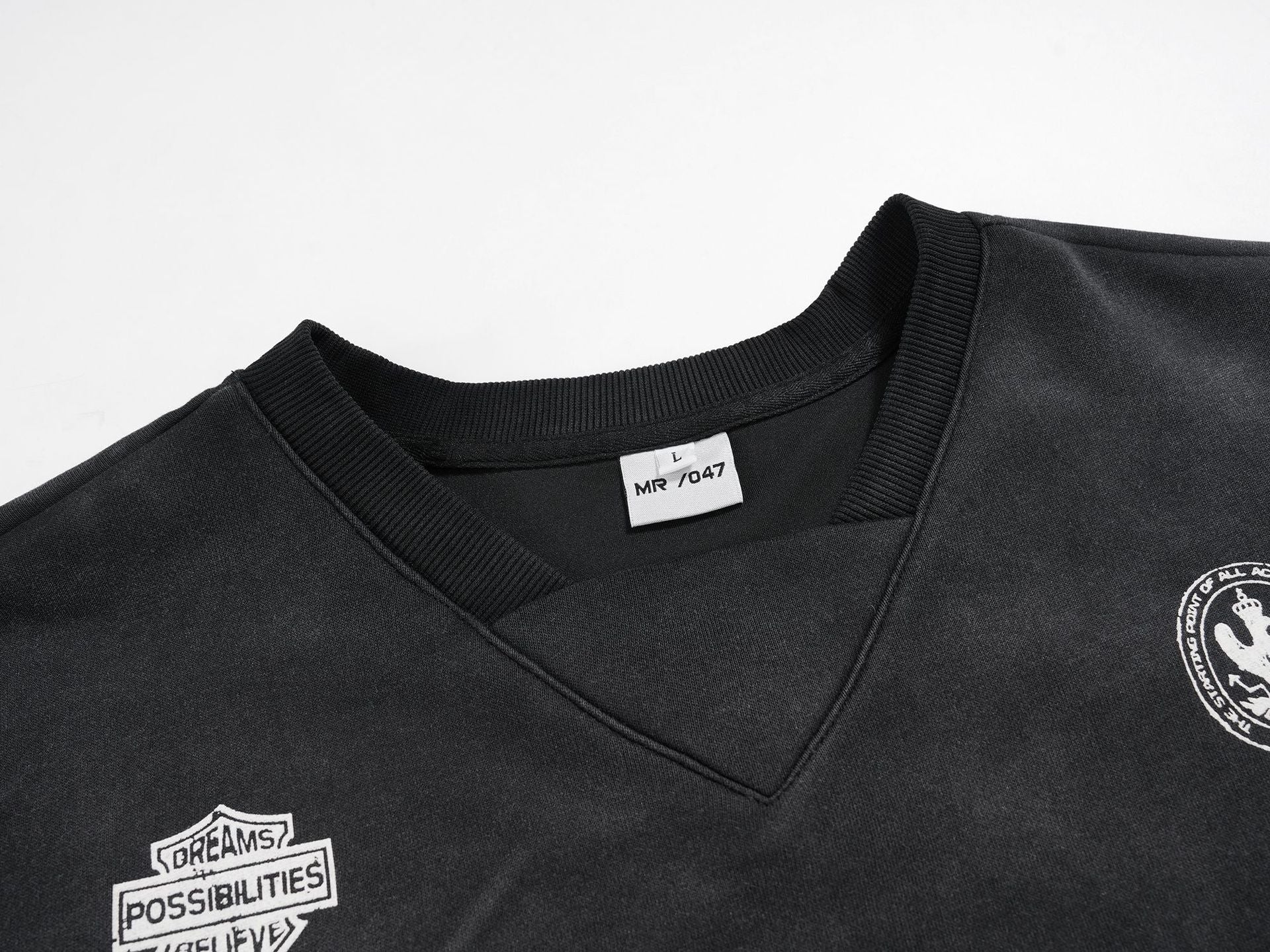 Eon Modish 2025 Spring New Arrival: American Retro Simple Loose Long-Sleeve T-Shirt (Real Shot) 136