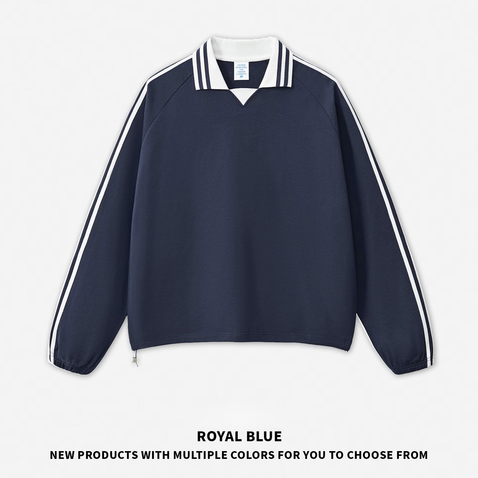 RS Men's Clothing | Cross-border American Striped Pure Cotton Sweatshirt Men's 380G College Style Color Block Turn-down Collar Commuting Men's Sweatshirt 120