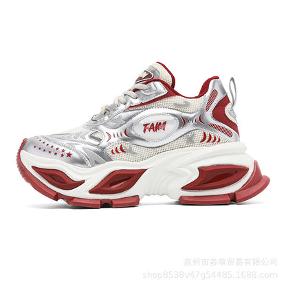 New Liquid Silver Red Dad Shoes