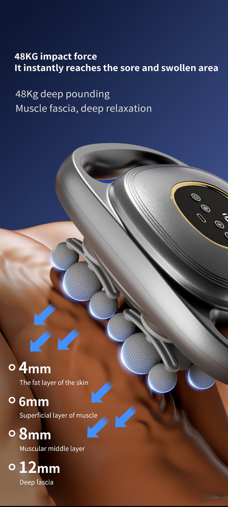 Cross-border multi-head fascia gun for back, waist, and hand vibration muscle massage, rechargeable fascia massager wholesale