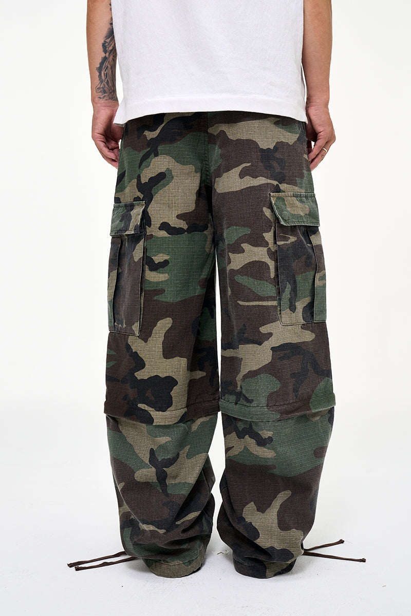 CWHAT American-style multi-pocket detachable two-way workwear casual loose camouflage pants; VIBE wide-leg paratrooper pants.