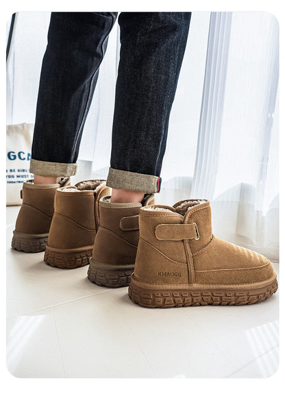 Fur-Lined Snow Boots Winter Fleece-Lined Thickened Warm Large Cotton Shoes