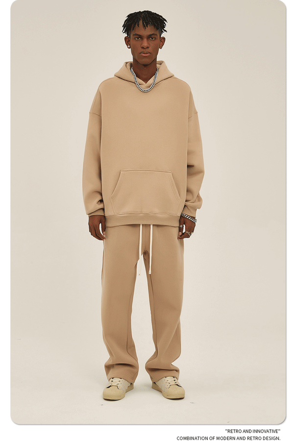 2025 Autumn/Winter New Arrival: Oversized Fleece-Lined Trendy Men's Hoodie and Pants Set 132