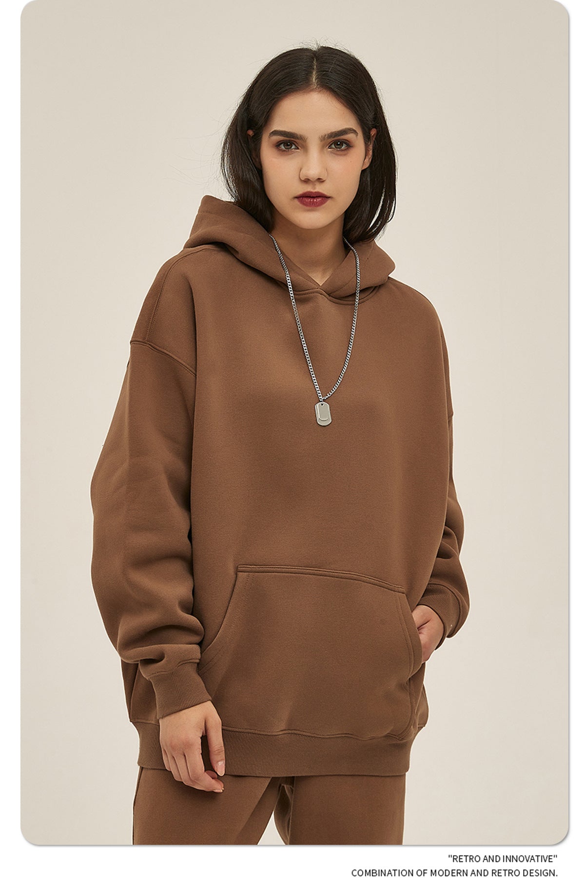 2025 Autumn/Winter New Arrival: Oversized Fleece-Lined Trendy Men's Hoodie and Pants Set 132