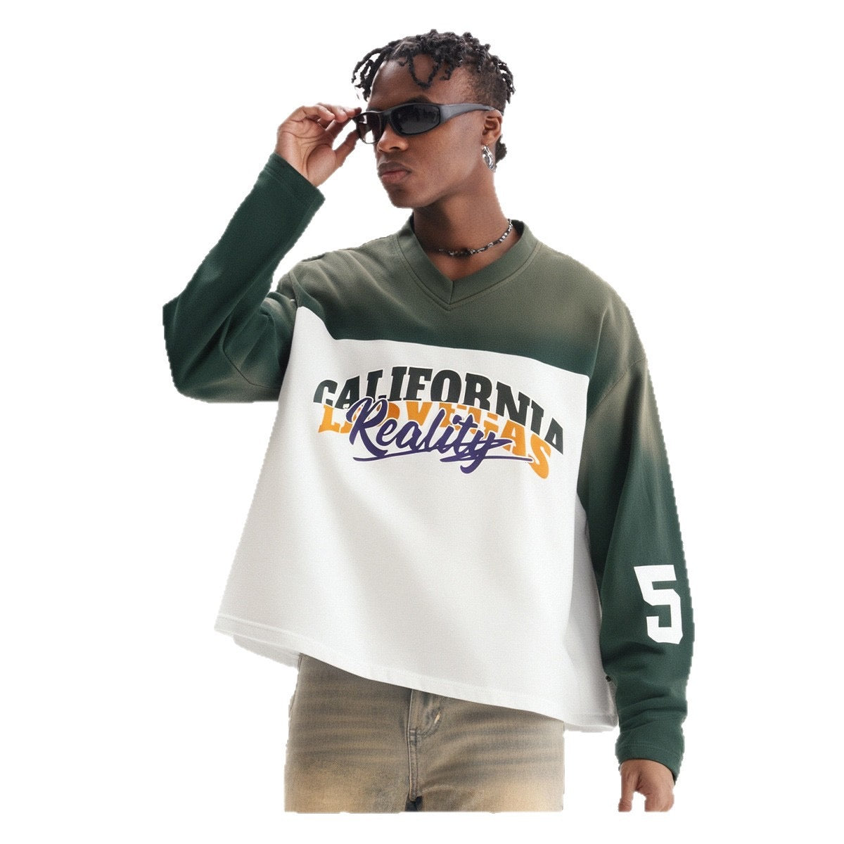 ETAI Men's Wear | Trendy Heavyweight Loose-fitting Short-sleeved Jersey T-shirt, High-quality Pure Cotton Men's V-neck T-shirt 107