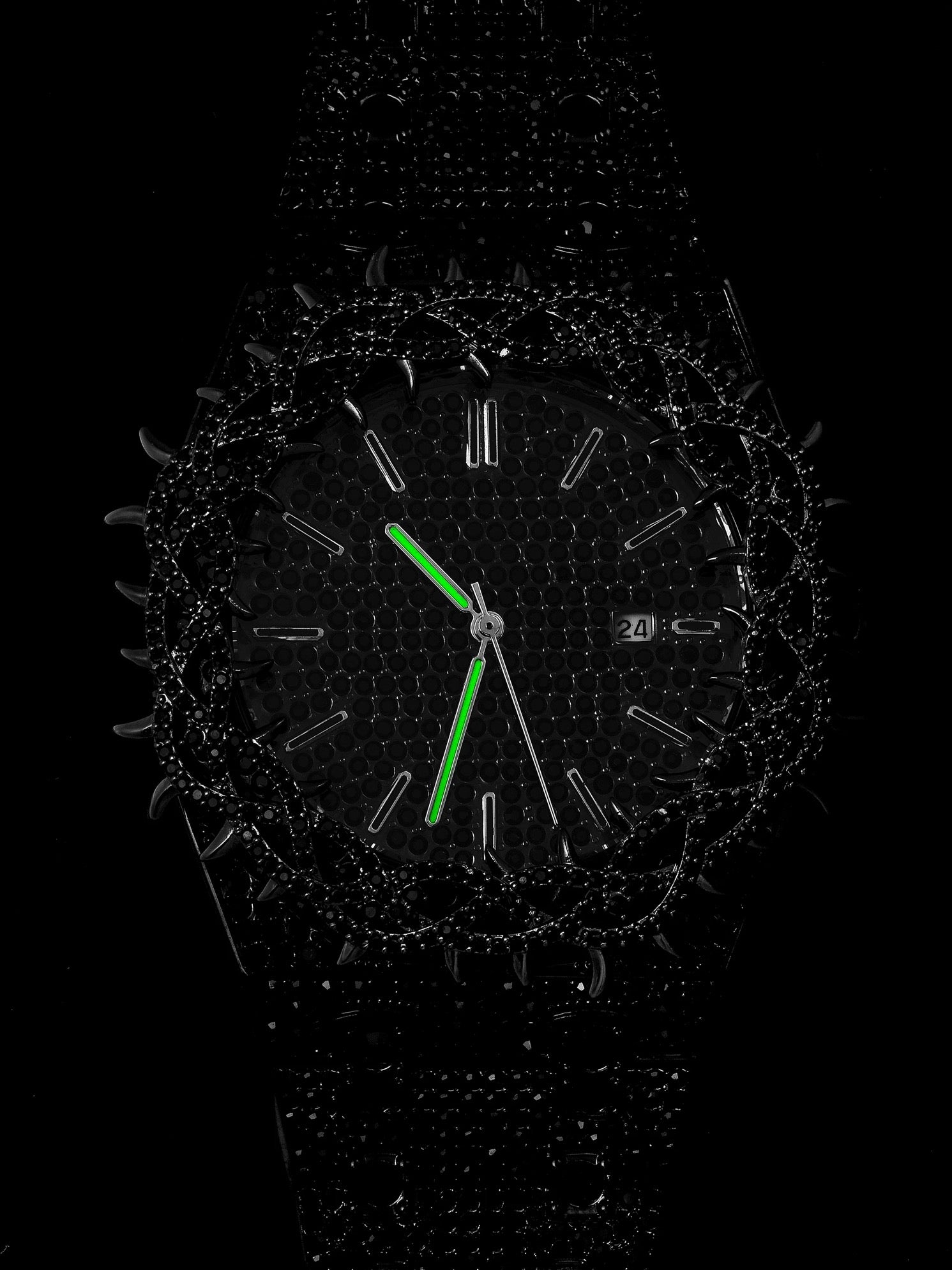 Diamond Thorn Crown Series Full Diamond Oak Watch - Hip Hop & American Style Heavy Industry Couple Watch 106