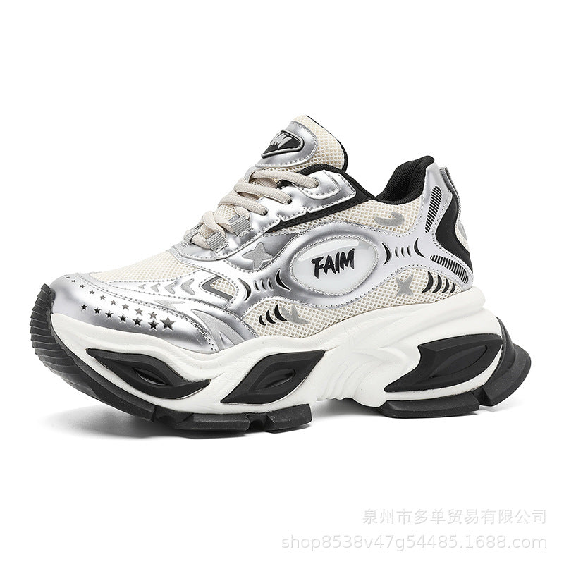 New Liquid Silver Red Dad Shoes