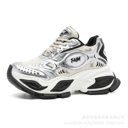 New Liquid Silver Red Dad Shoes