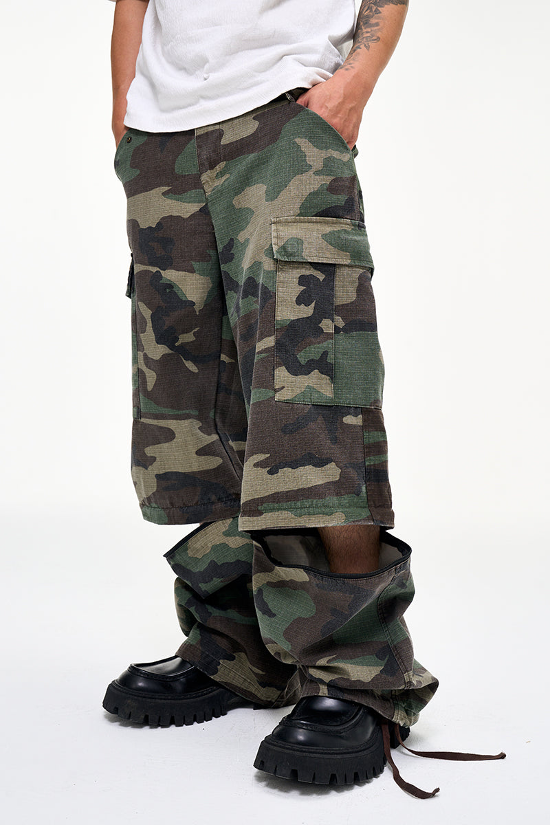CWHAT American-style multi-pocket detachable two-way workwear casual loose camouflage pants; VIBE wide-leg paratrooper pants.