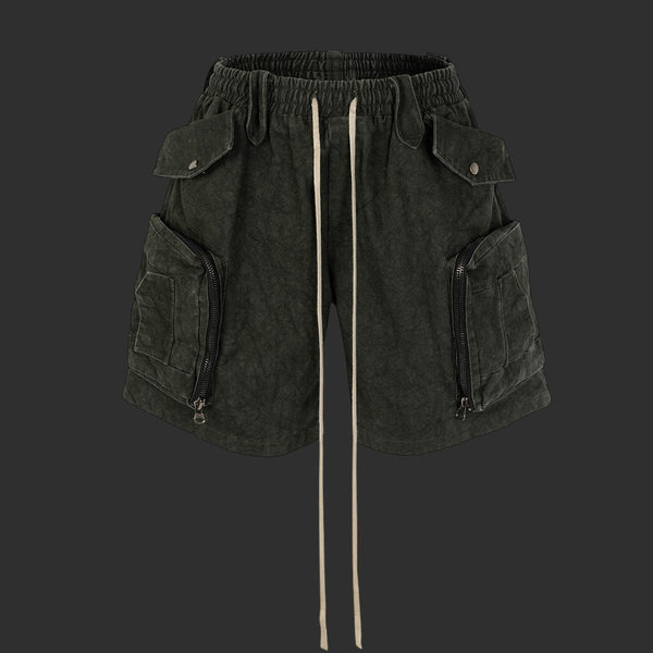Moss Green Washed Multi-Pocket Cargo Shorts | FlipFit