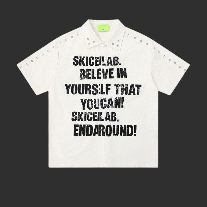 WILD Skicelab Distressed Slogan Eyelet Polo Shirt | FlipFit