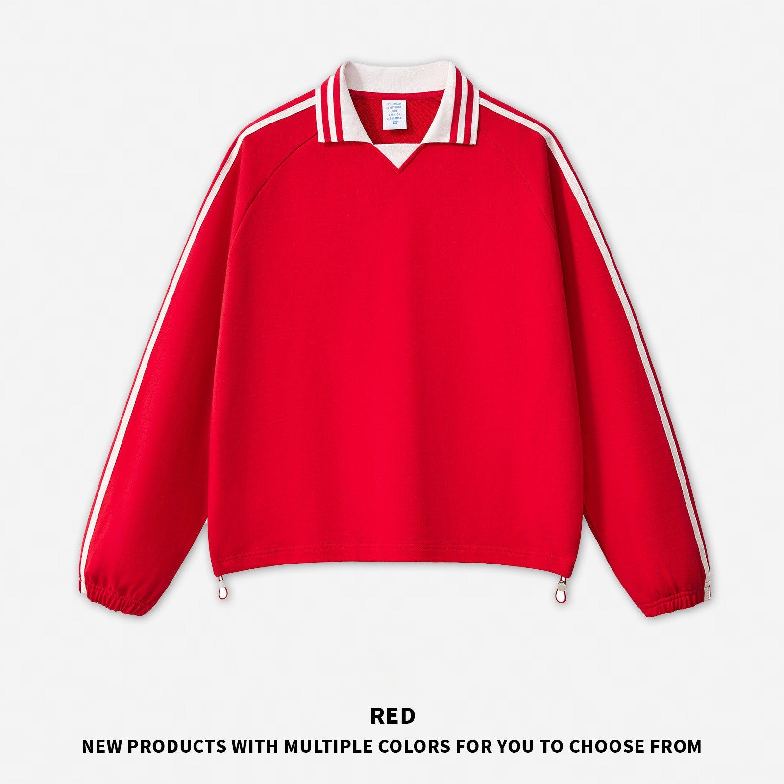 RS Men's Clothing | Cross-border American Striped Pure Cotton Sweatshirt Men's 380G College Style Color Block Turn-down Collar Commuting Men's Sweatshirt 120