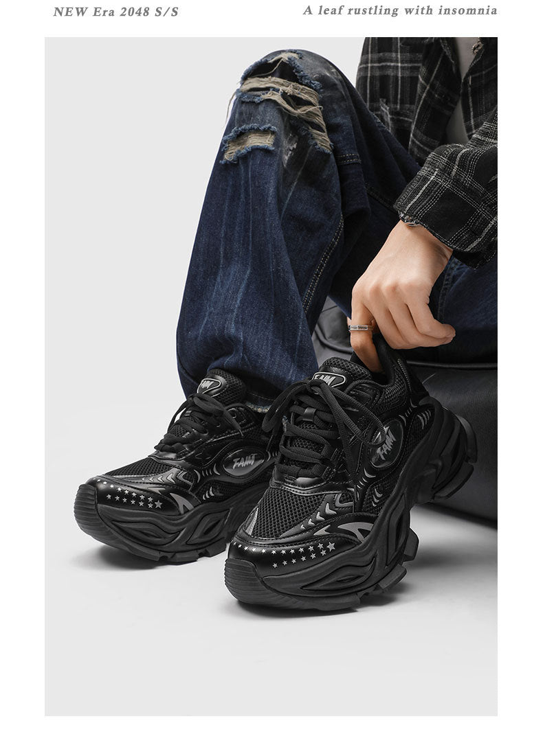 New Liquid Silver Red Dad Shoes