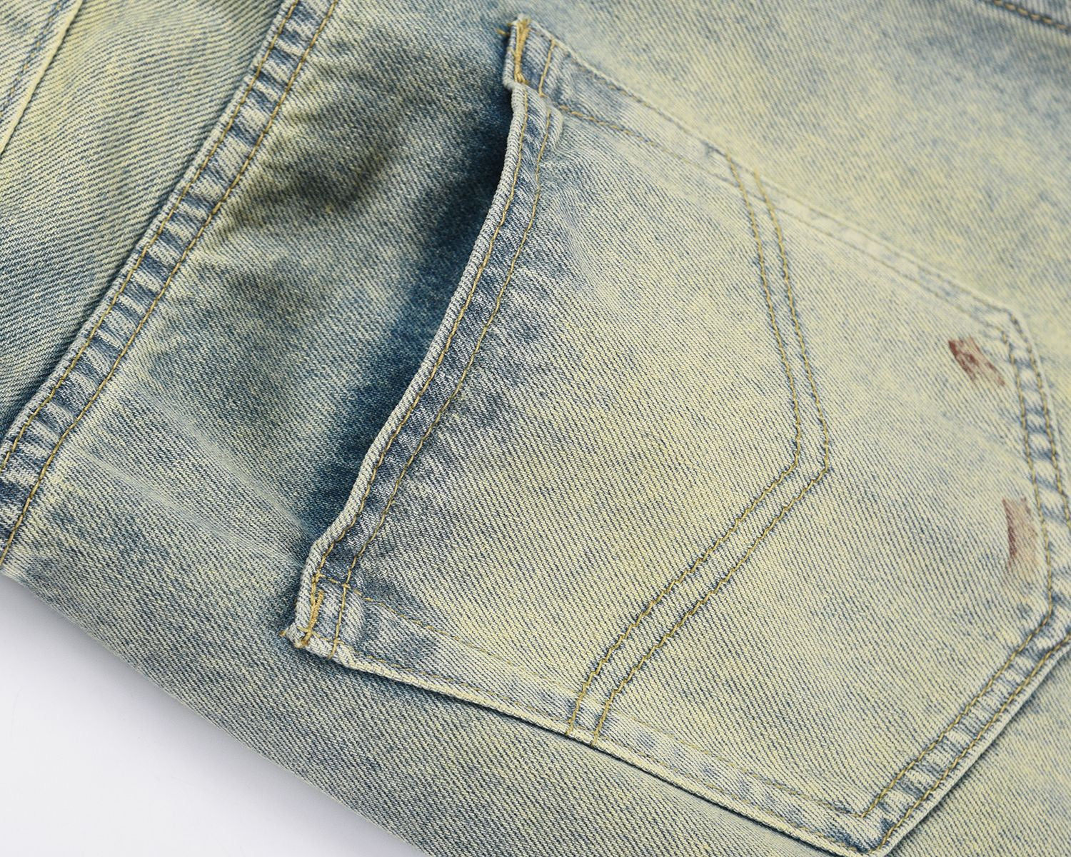 American Style High Street Washed Knife Cut Chain Pocket Hand-painted Splash Ink Retro Old Straight Jeans Trendy Jeans for Men and Women 115