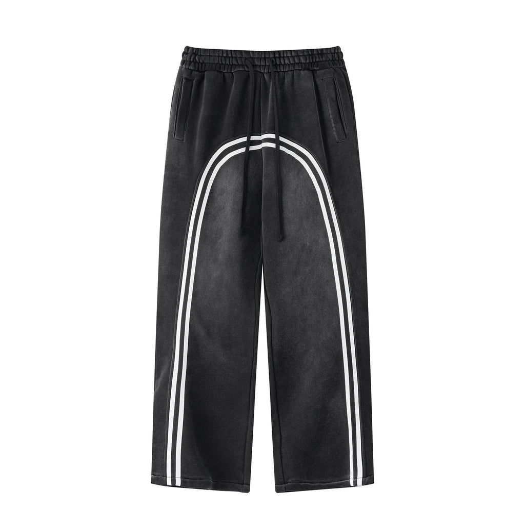 European and American High Street Spray Maliu Color Contrast Ribbon  oversize Sweatpants 108