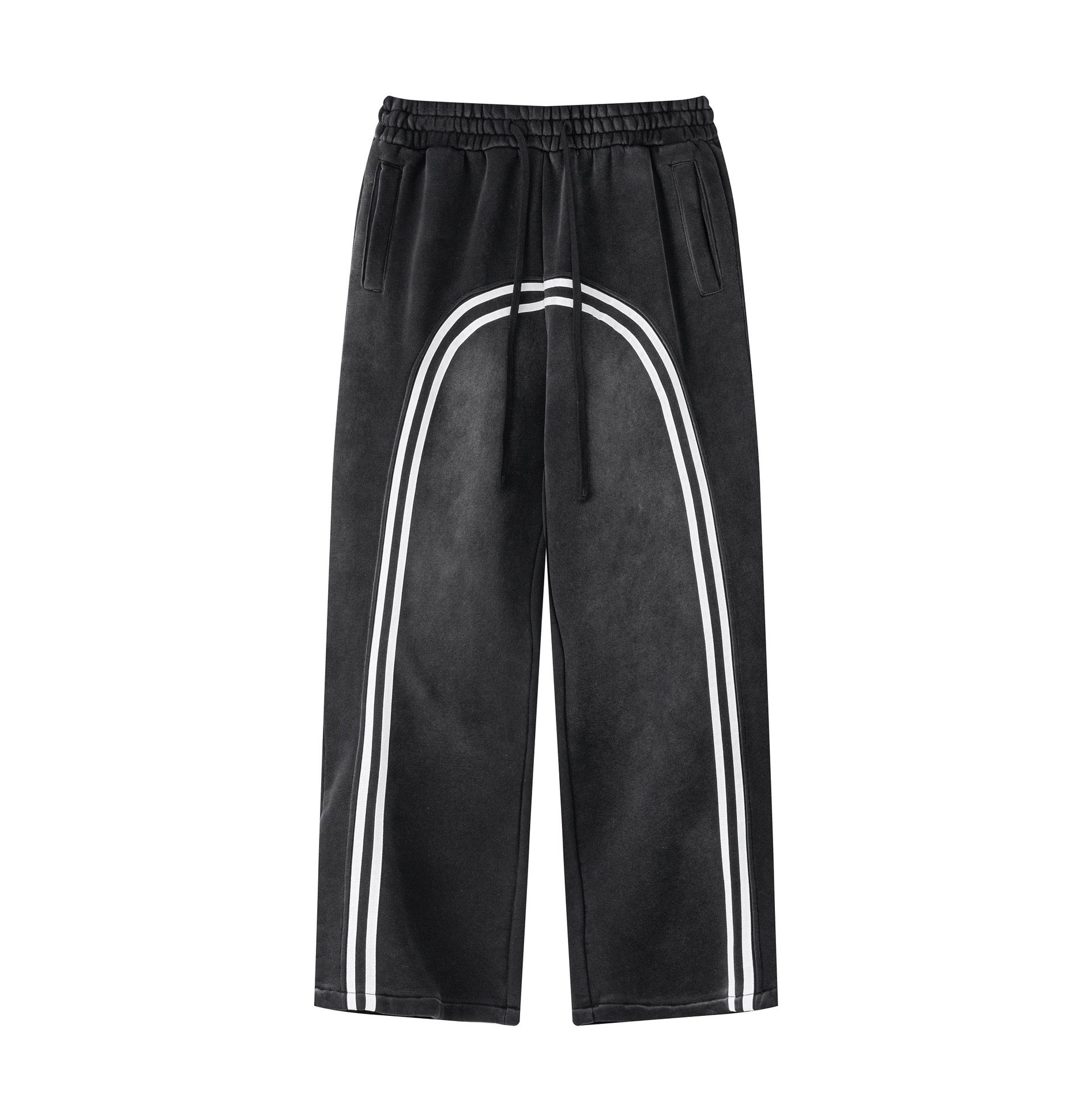 European and American High Street Spray Maliu Color Contrast Ribbon  oversize Sweatpants 108