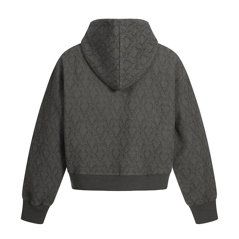 European and American high-street trendy men's and women's hooded zip-up jacquard printed sweatshirt jackets 104