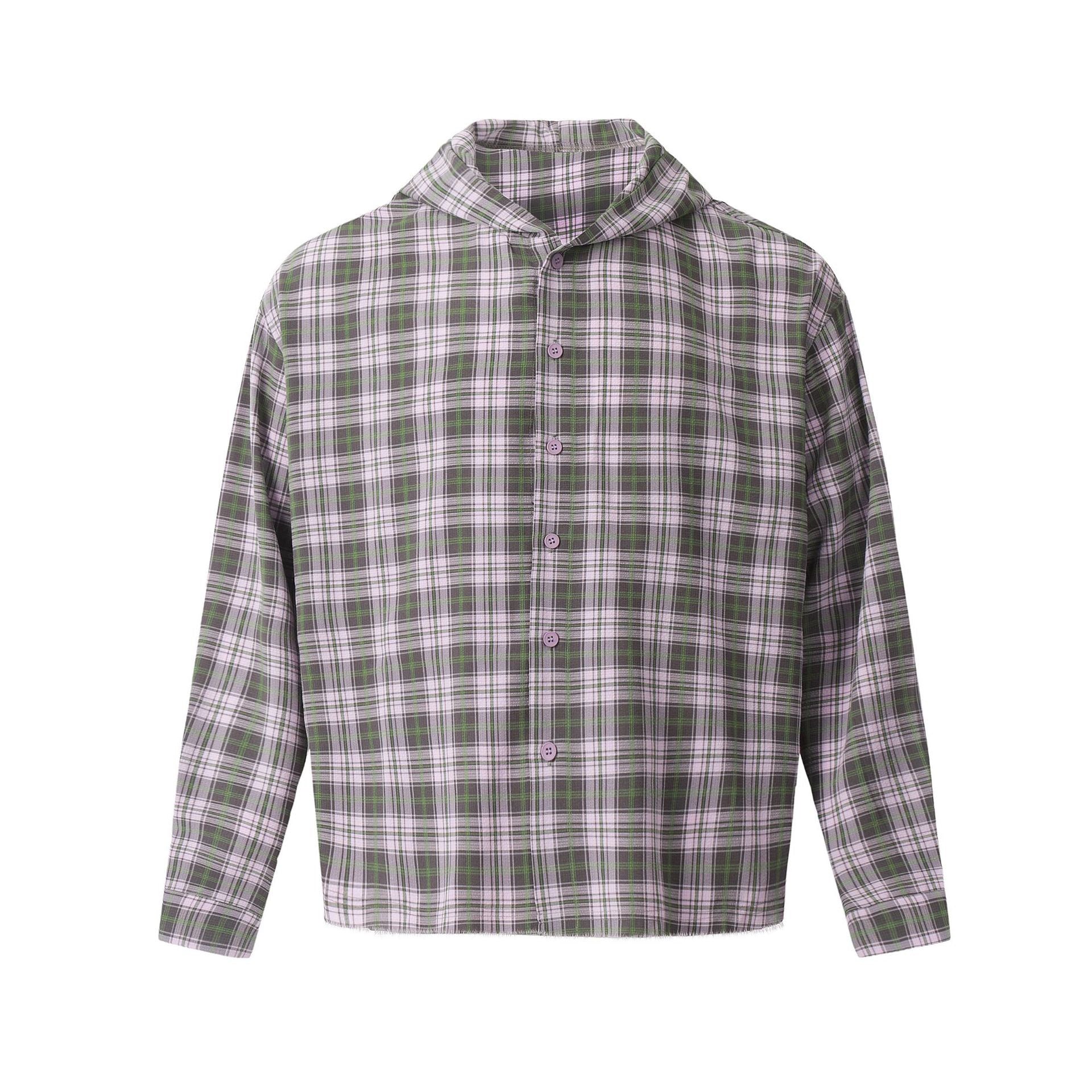 European and American High Street Vintage Craft Plaid Design Flannel Button Long Sleeve Shirt