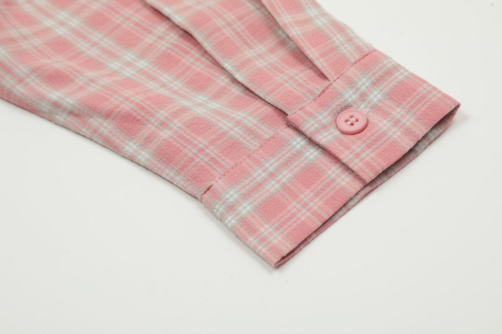 European and American High Street Vintage Craft Plaid Design Flannel Button Long Sleeve Shirt