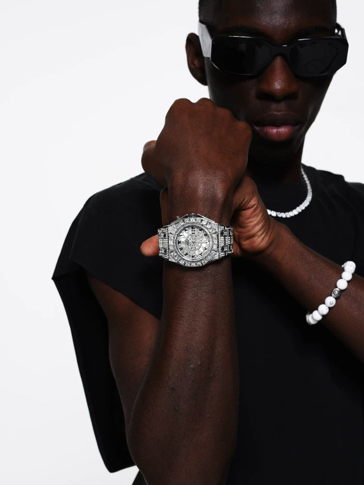 White Kaleidoscope Full Diamond Watch, New Fashionable Couple Watch (24fw)112