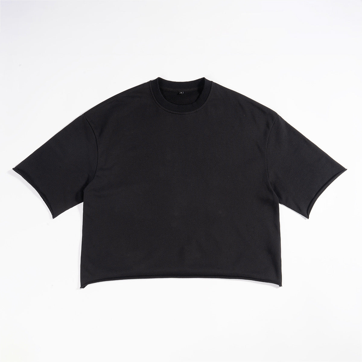 High-Quality Cropped Trendy Crew Neck Short-Sleeve T-Shirt, Heavyweight Couple Style, Ruffled Hem, Casual Men's Short-Sleeve T-Shirt 111