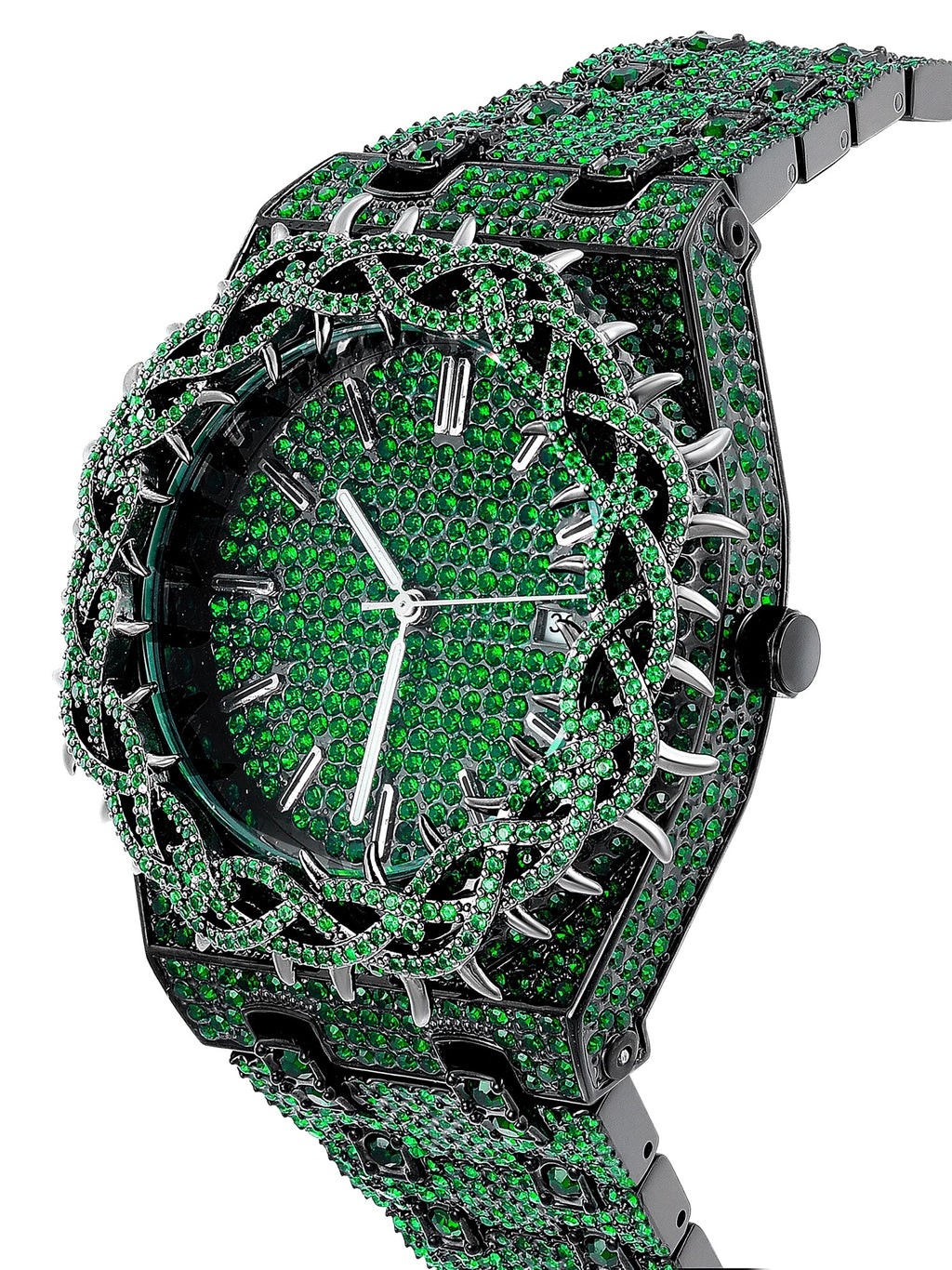 Diamond Thorn Crown Series Full Diamond Oak Watch - Hip Hop & American Style Heavy Industry Couple Watch 106