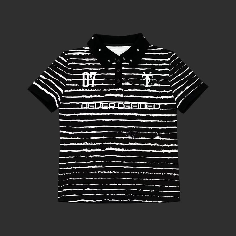 07 Striped Polo Shirt Black - Never Defined Boxy Fit | FlipFit