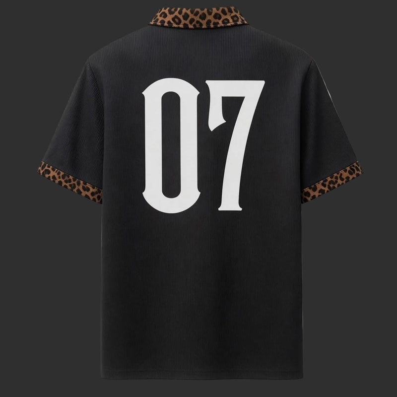07 Leopard Collar Polo Shirt Black - Never Defined | FlipFit