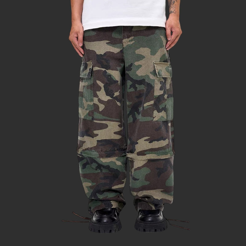Camouflage Cargo Pants Men Green Camo Loose Streetwear Trousers | FlipFit