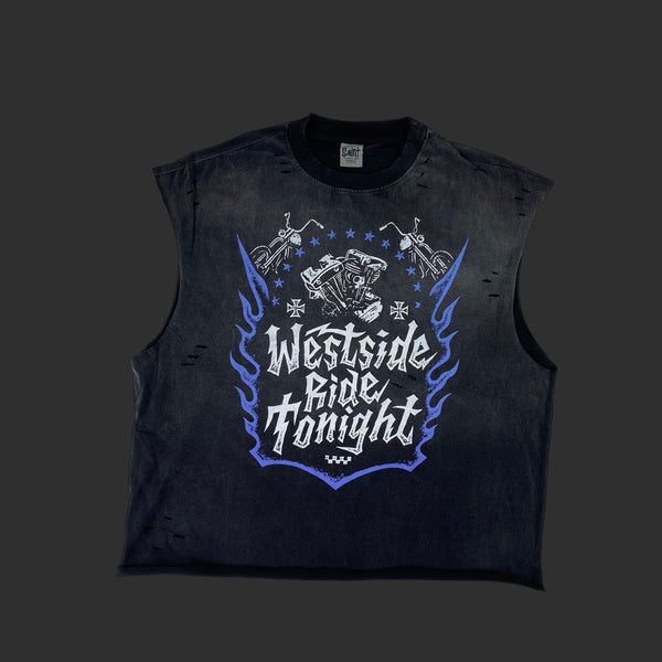 Motorcycle Graphic Sleeveless Tank Men Distressed Vintage Biker Streetwear Vest | FlipFit