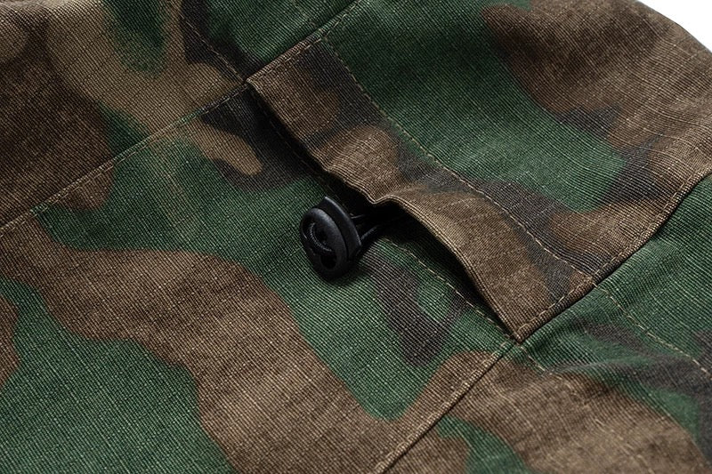 High Street American Retro Military Style Zip-Up Camouflage Hooded Windbreaker, Spring and Autumn Oversized Vibe Jacket for Men 117