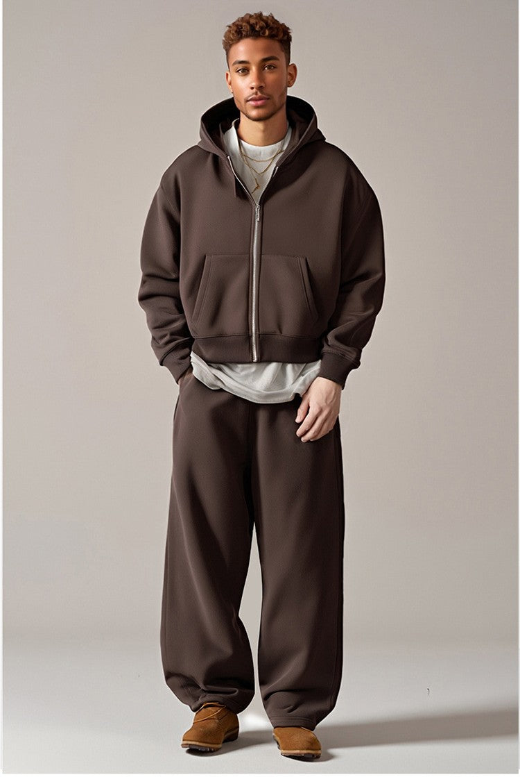 Men's Clothing | Autumn/Winter New Heavyweight Zipper Sweatshirt and Pants Set, High-Quality Loose Fit Trendy Casual Suit102