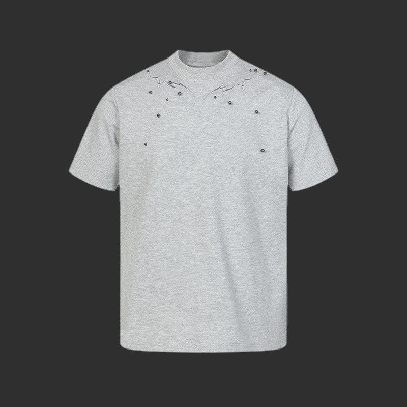 Studded Embroidered Mock Neck Tee - Tribal Back | FlipFit