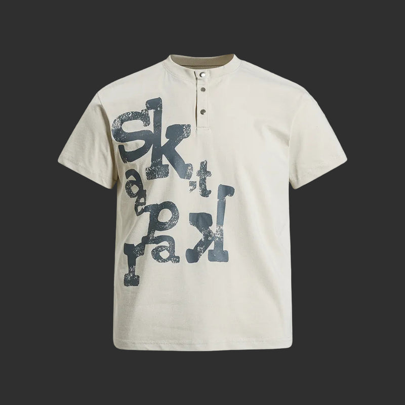 Skatepark Henley T-Shirt - Distressed Print Boxy | FlipFit