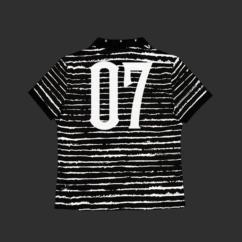 07 Striped Polo Shirt Black - Never Defined Boxy Fit | FlipFit