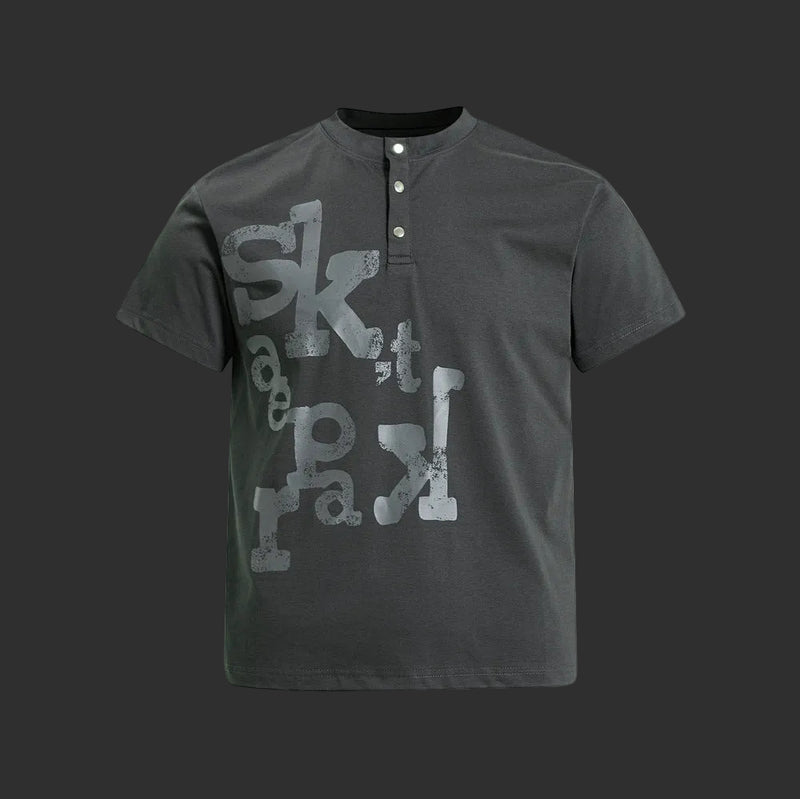 Skatepark Henley T-Shirt - Distressed Print Boxy | FlipFit