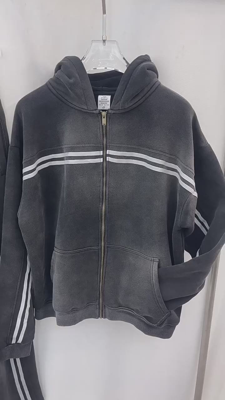 European and American High Street Spray Maliu Color Contrast Ribbon  oversize Sweatpants 108