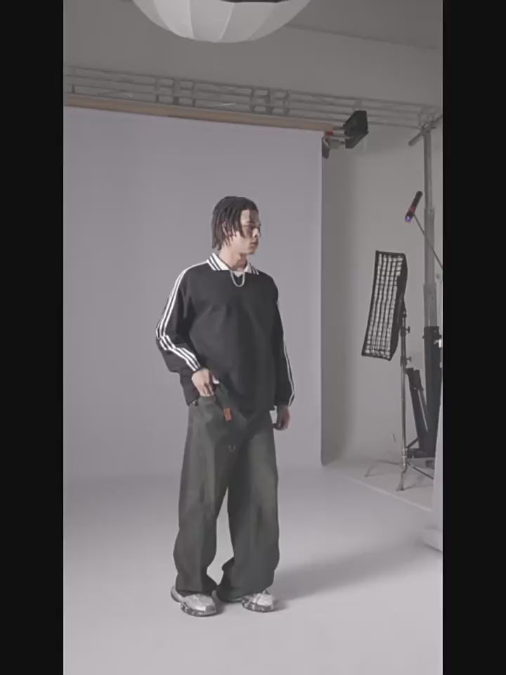 RS Men's Clothing | Cross-border American Striped Pure Cotton Sweatshirt Men's 380G College Style Color Block Turn-down Collar Commuting Men's Sweatshirt 120