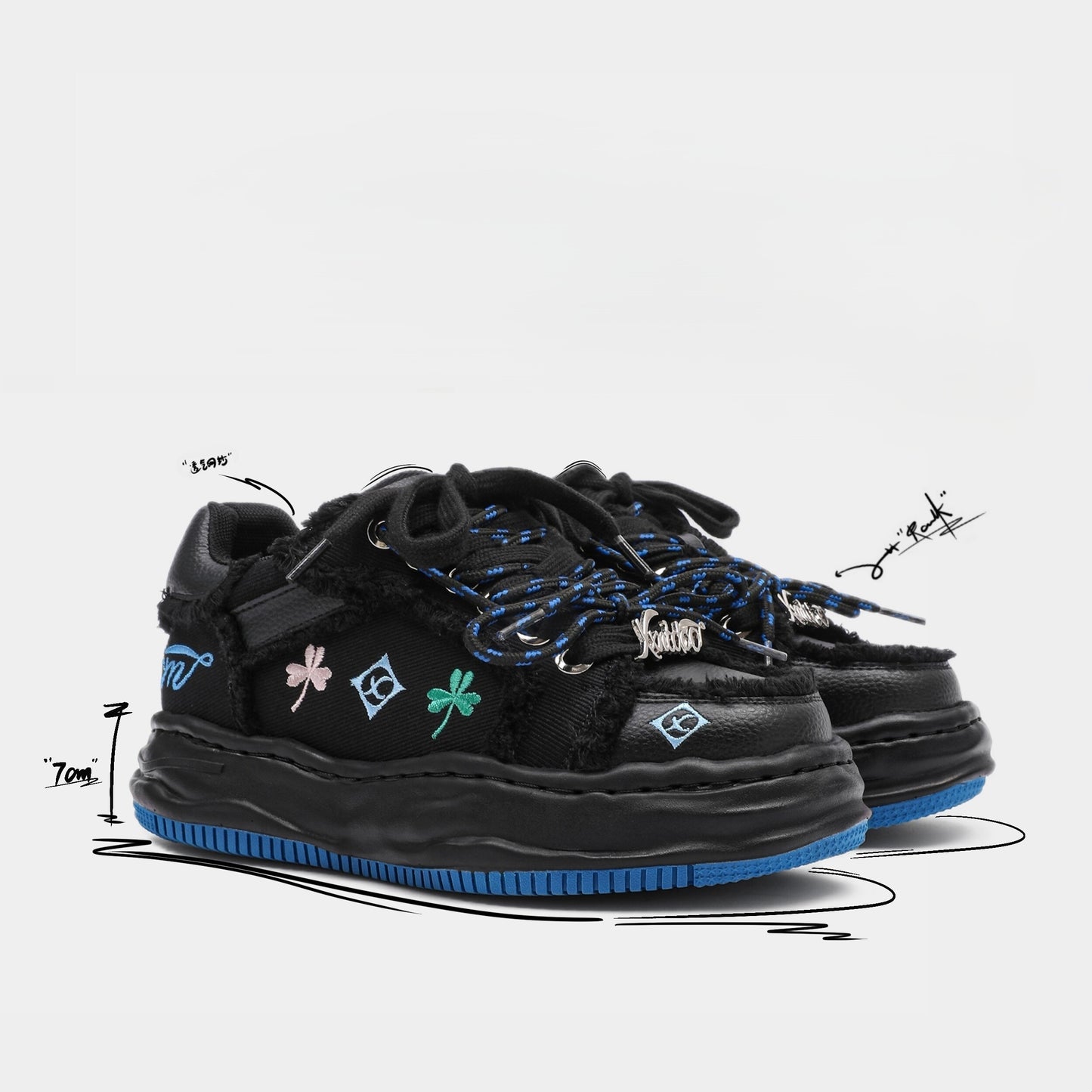 Lucky Clover Embroidered Platform Shoes