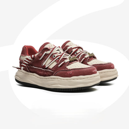 Invisible Height Increase thick-Soled Dissolving Sneakers, Red Washed