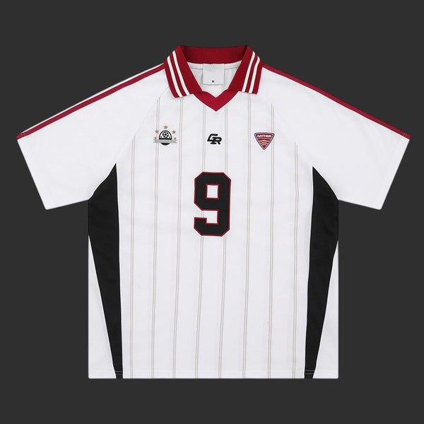 Soccer Jersey Number 9 Striped Polo Collar | FlipFit