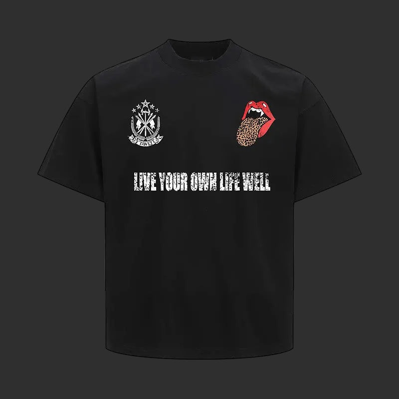 Leopard Tongue T-Shirt Black - Live Your Own Life | FlipFit