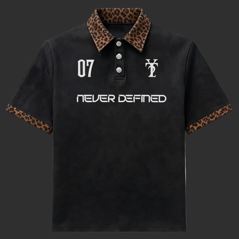 07 Leopard Collar Polo Shirt Black - Never Defined | FlipFit