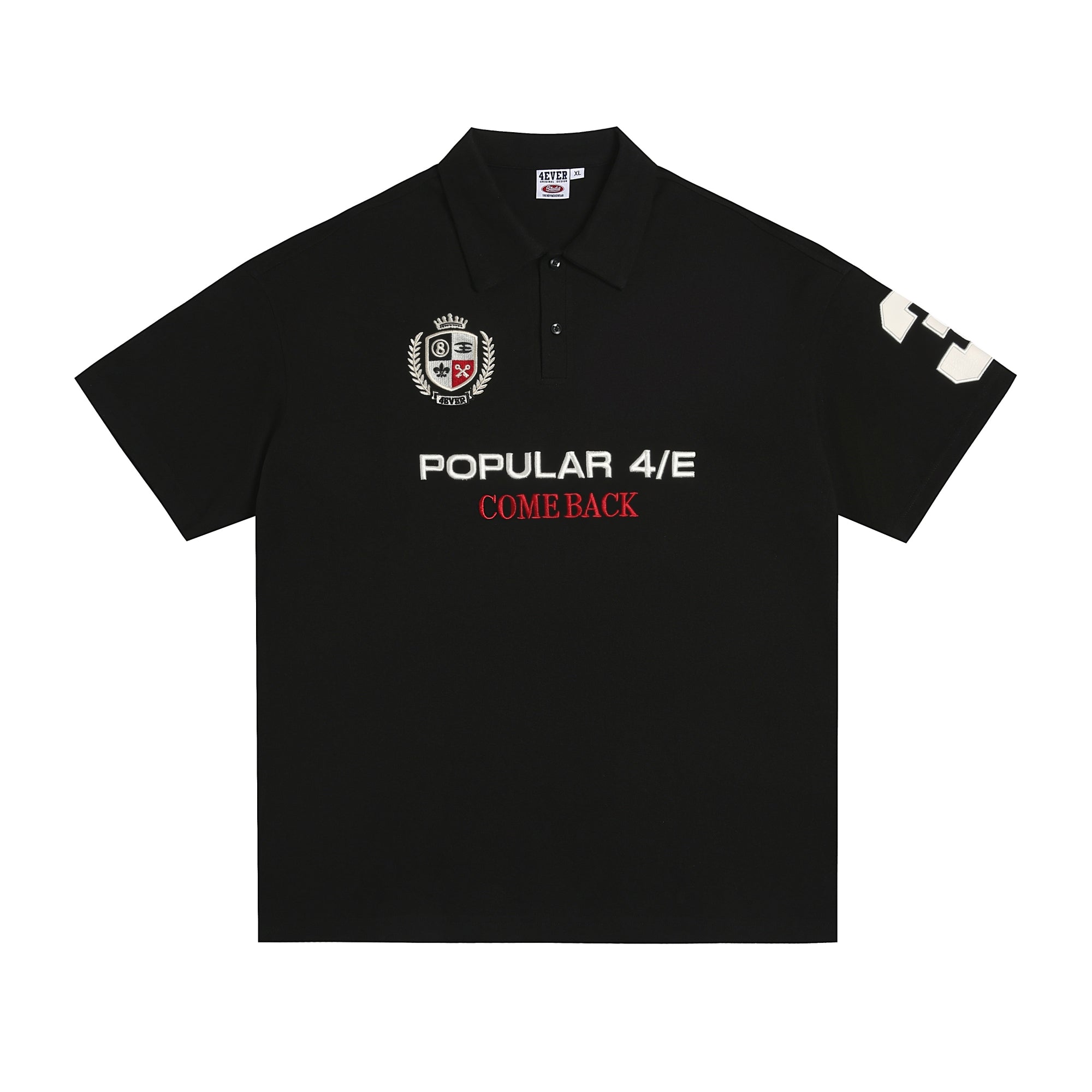 4ever LAB National Fashion Brand American Style Vintage Embroidery Loose Heavy Casual All-match Men's and Women's POLO Short-sleeved T-shirt 150