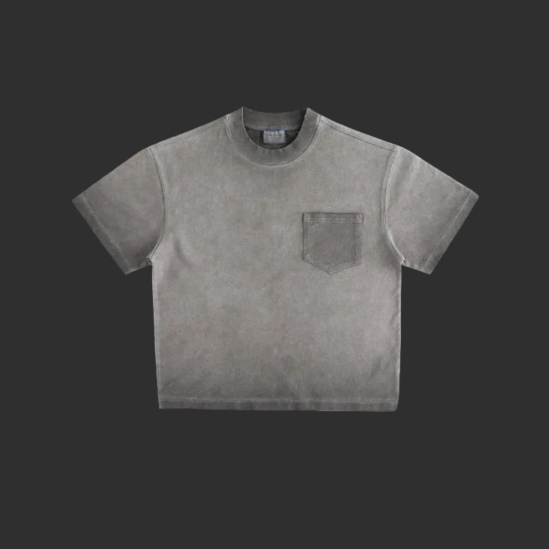 400G Heavyweight Pocket T-Shirt Gray - Oversized Vintage Wash | FlipFit