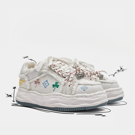 Lucky Clover Embroidered Platform Shoes