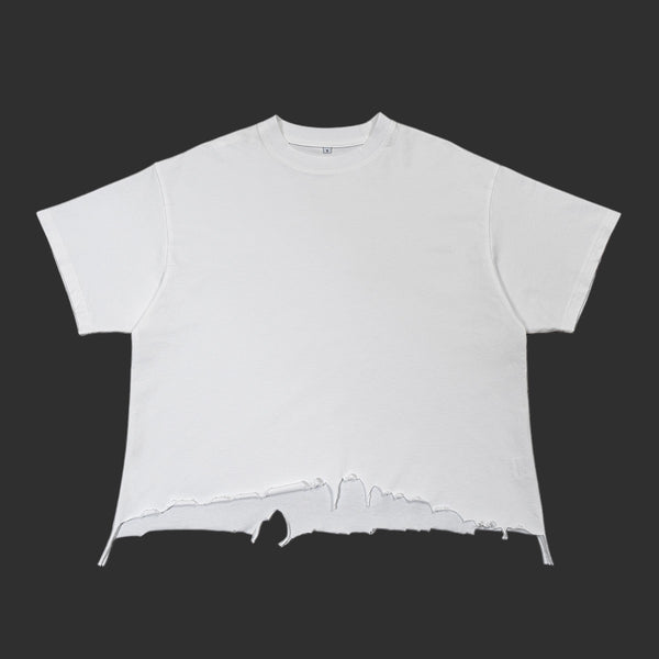 Acid Wash Distressed T-Shirt Men Vintage Destroyed Hem Oversized Streetwear Tee | FlipFit